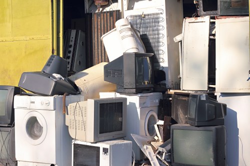 Various types of construction waste materials ready for disposal